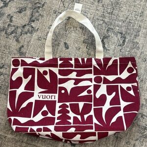 Vuori Maroon and White Graphic Tote